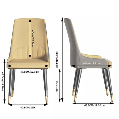 Stylish PU Leather Dining Chairs with Metal Legs