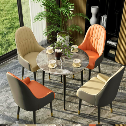 Stylish PU Leather Dining Chairs with Metal Legs