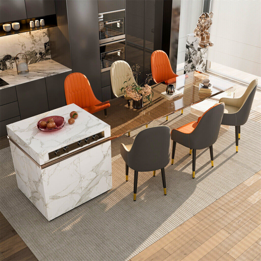 Stylish PU Leather Dining Chairs with Metal Legs