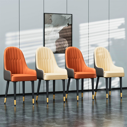 Stylish PU Leather Dining Chairs with Metal Legs