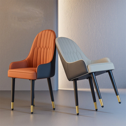 Stylish PU Leather Dining Chairs with Metal Legs