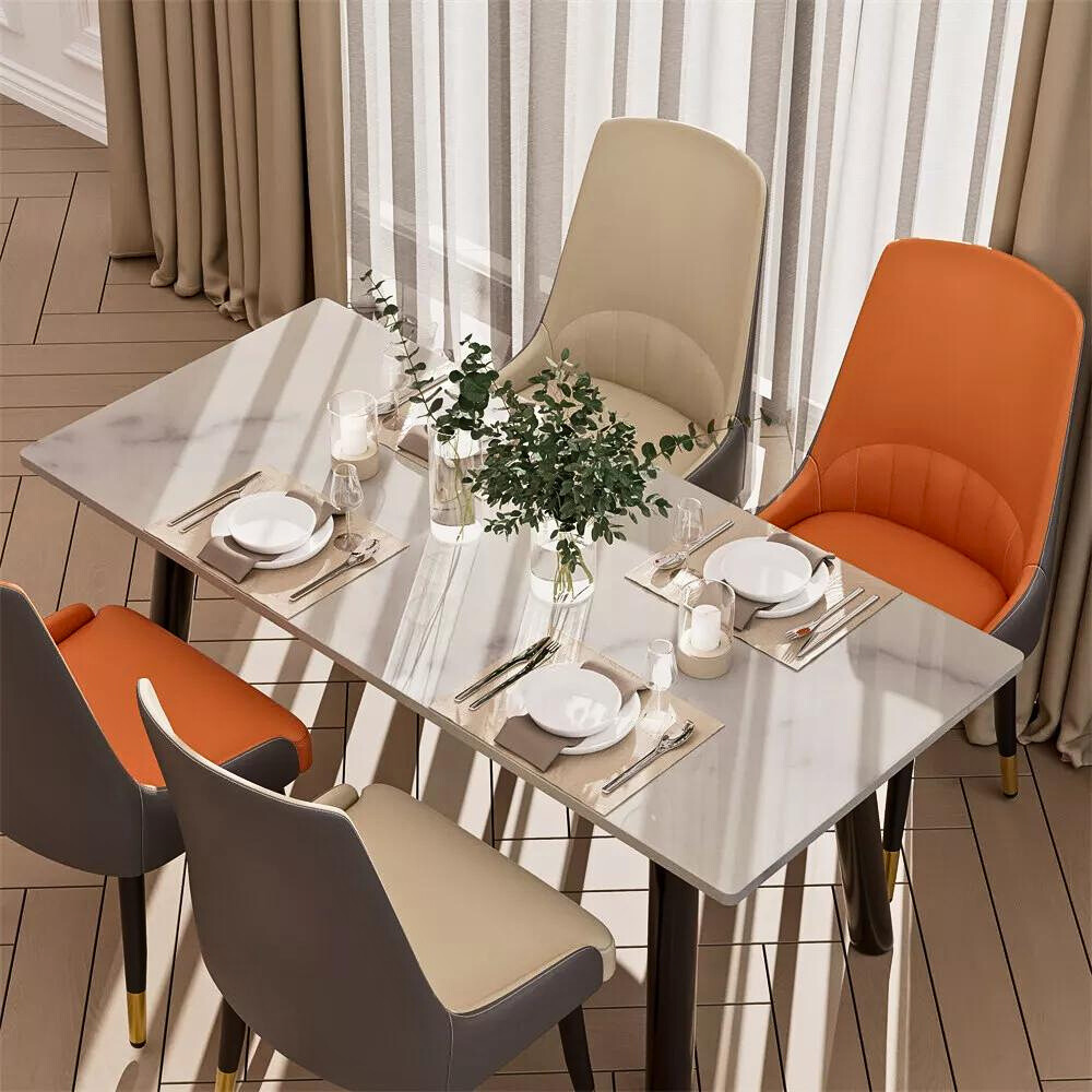 Stylish PU Leather Dining Chairs with Metal Legs
