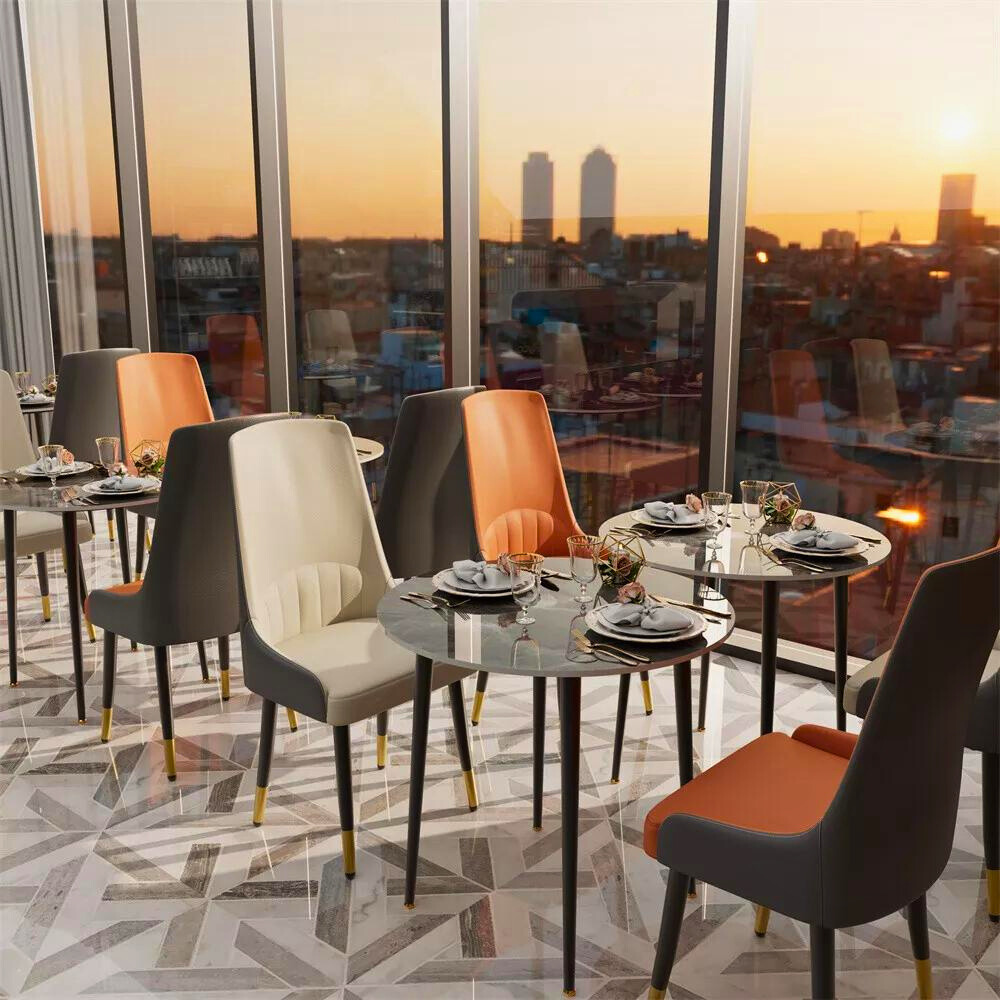 Stylish PU Leather Dining Chairs with Metal Legs