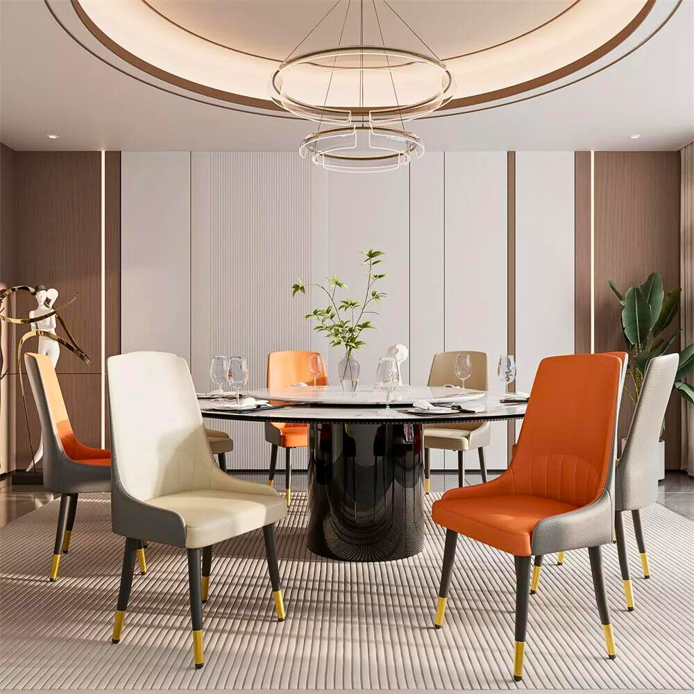 Stylish PU Leather Dining Chairs with Metal Legs