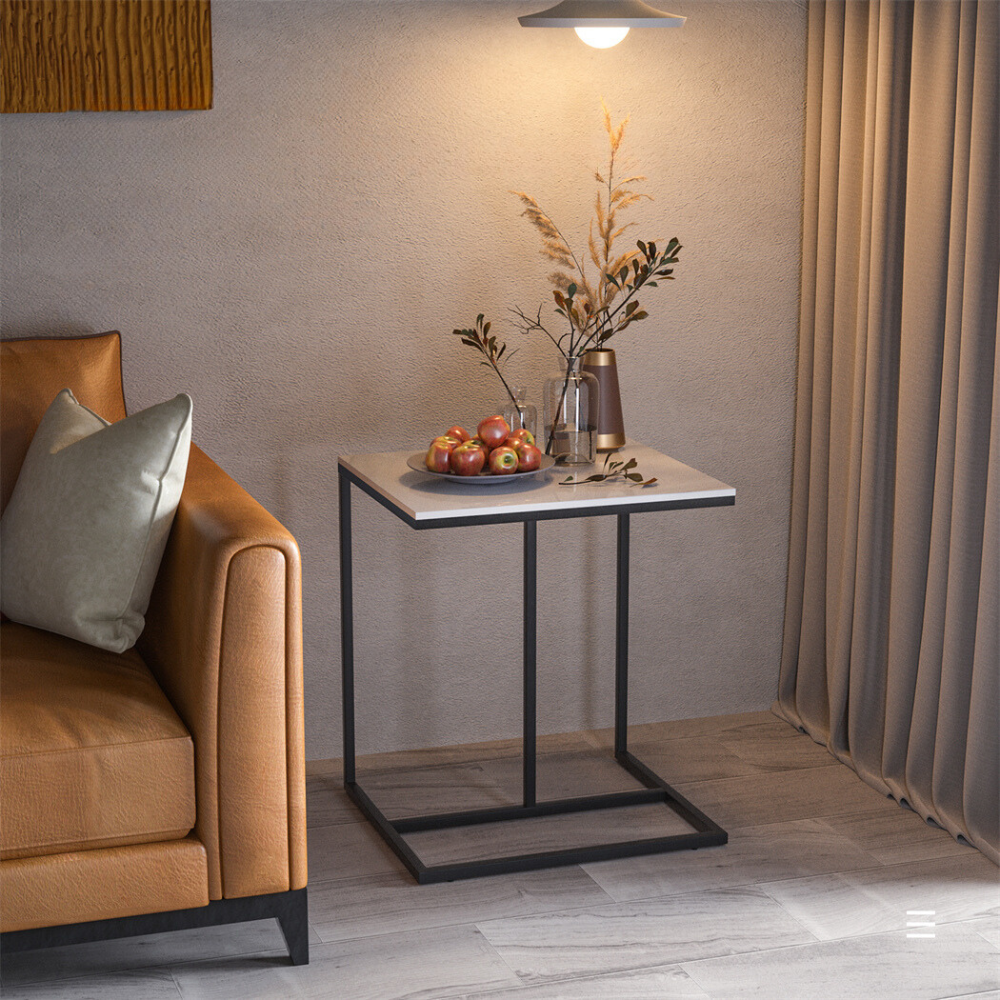 Marble C-Shaped Sofa Side Table