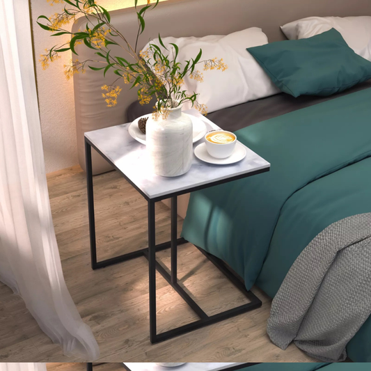 Marble C-Shaped Sofa Side Table