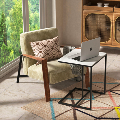 Marble Coffee Table Sofa Side End Table C Shape Bedside Laptop Table