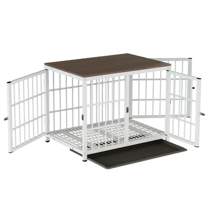 3-Door Dog Furniture Style Dog Crate End Table Pet Kennel with Removable Tray