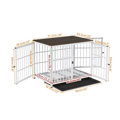 3-Door Dog Furniture Style Dog Crate End Table Pet Kennel with Removable Tray
