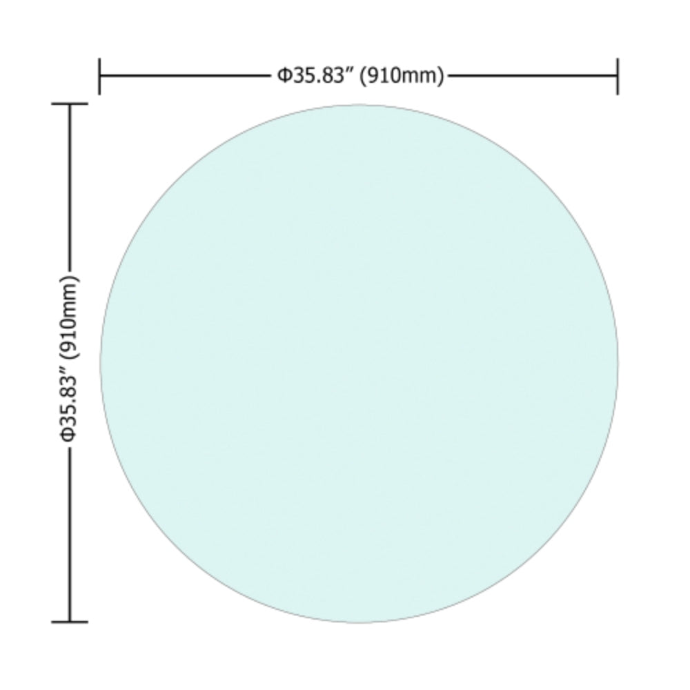 36 Inch Round Tempered Glass Table Top Flat Polished Edge