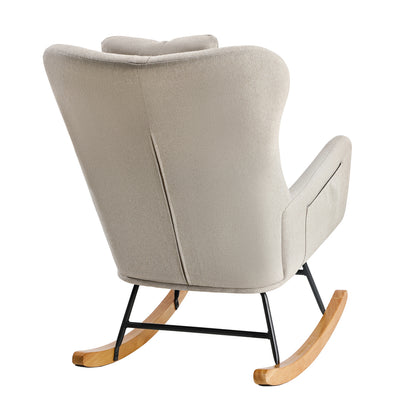 Rocking Armchair with 2 Pillows Beige Linen