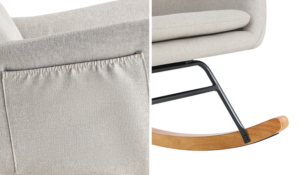 Rocking Armchair with 2 Pillows Beige Linen