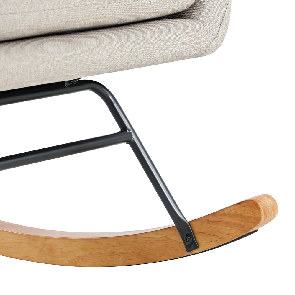 Rocking Armchair with 2 Pillows Beige Linen