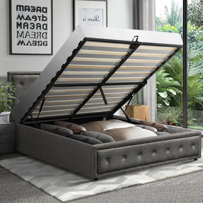 Double Bed Frame with Storage Space Gas Lift Grey
