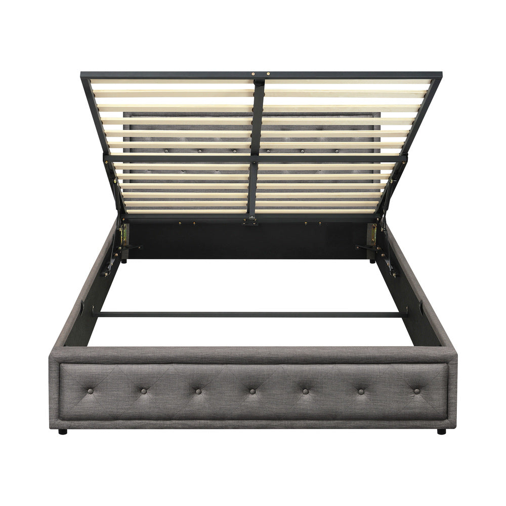 Double Bed Frame with Storage Space Gas Lift Grey