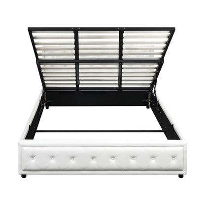 King Bed Frame with Storage Space Gas Lift White