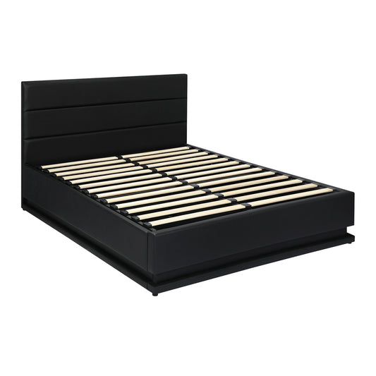 Double Bed Frame Gas Lift RBG Storage Space Black