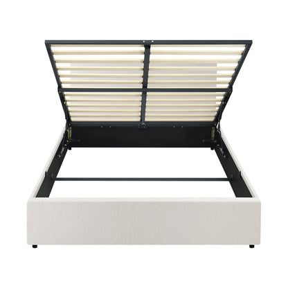 Double Bed Frame Gas Lift Storage Base White