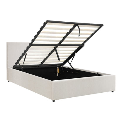 Double Bed Frame Gas Lift Storage Base White