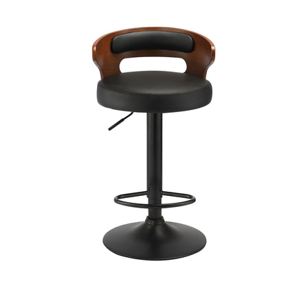 Set of 2 Bar Stools with Gas Lift Swivel Black