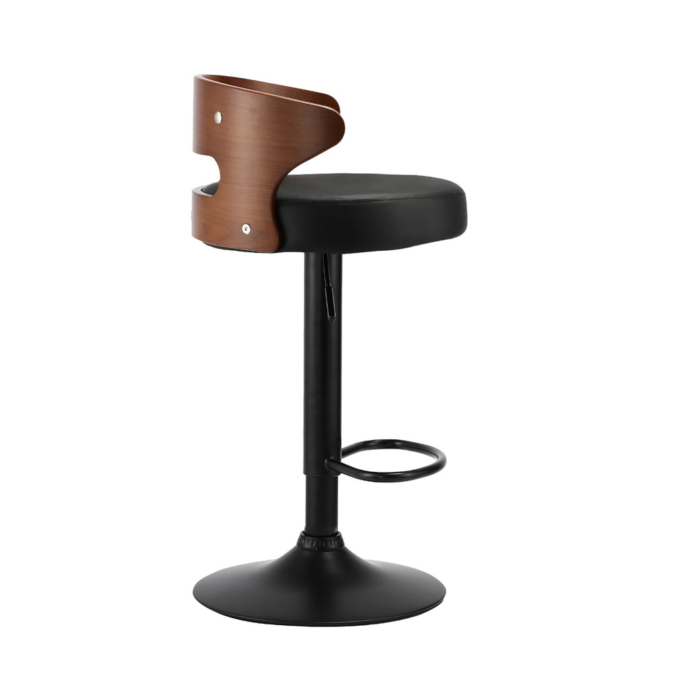 Set of 2 Bar Stools with Gas Lift Swivel Black