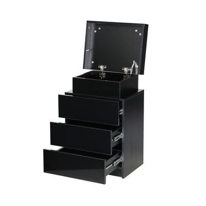 Bedside Table RGB LED 3 Drawers Black