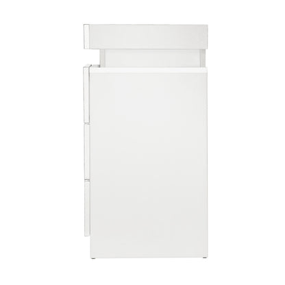 Bedside Table RGB LED 3 Drawers White