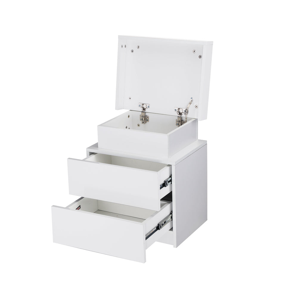 Bedside Table RGB LED 2 Drawers White