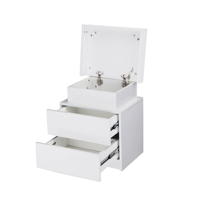 Bedside Table RGB LED 2 Drawers White