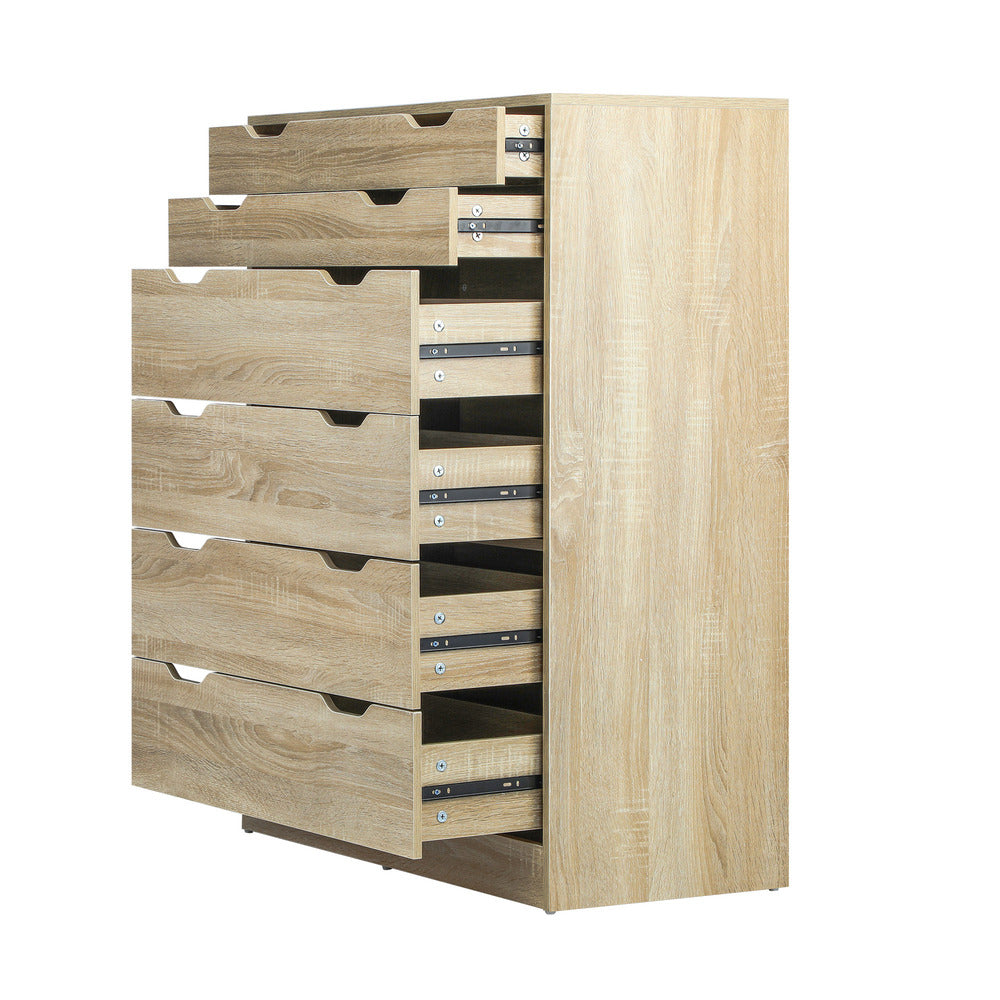 6 Chest of Drawers Tallboy Natural Wooden