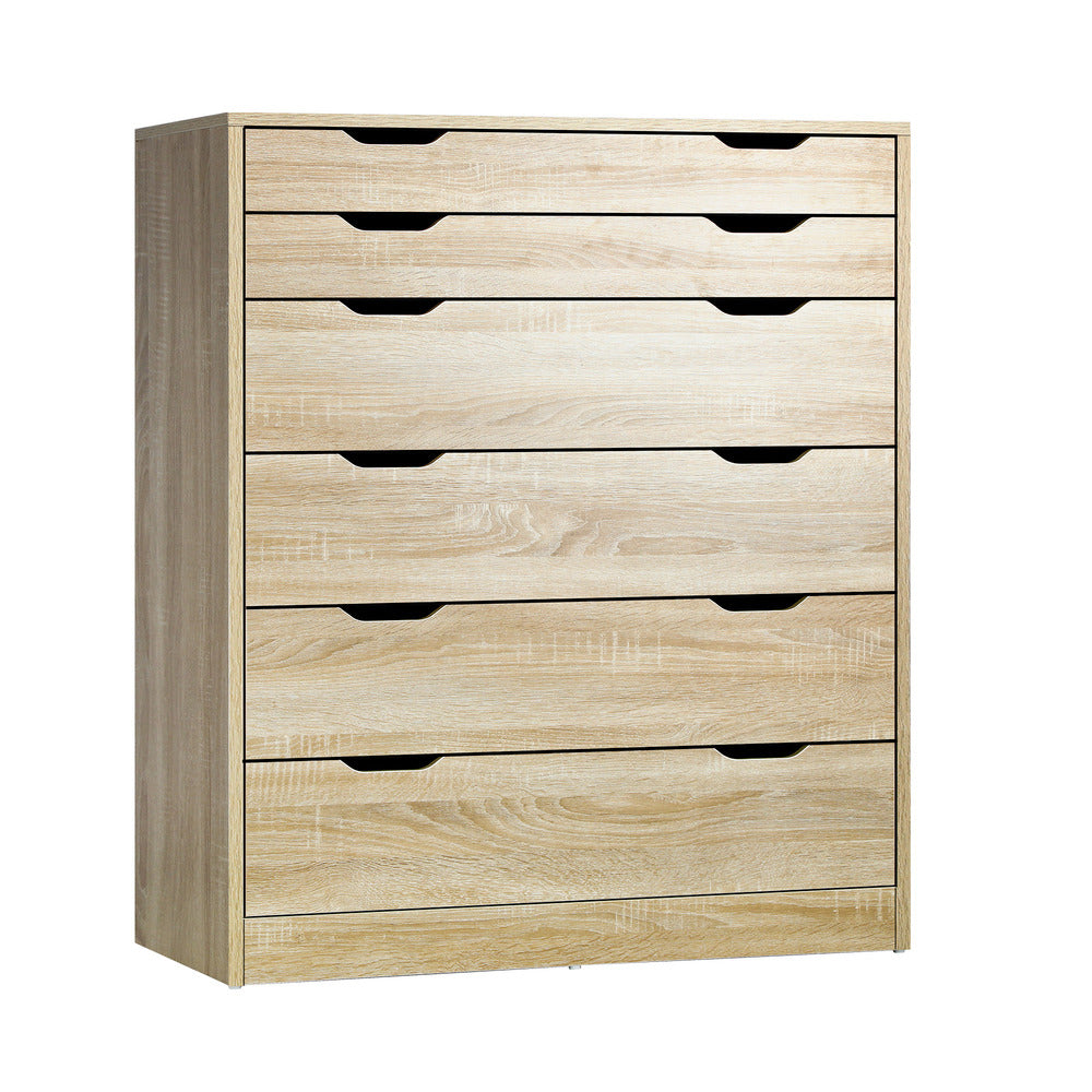 6 Chest of Drawers Tallboy Natural Wooden