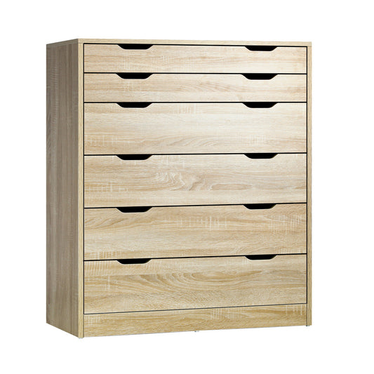 6 Chest of Drawers Tallboy Natural Wooden