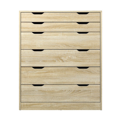 6 Chest of Drawers Tallboy Natural Wooden