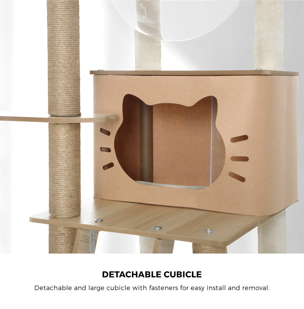 Cat Tree Wood Scratcher Condo Detachable House