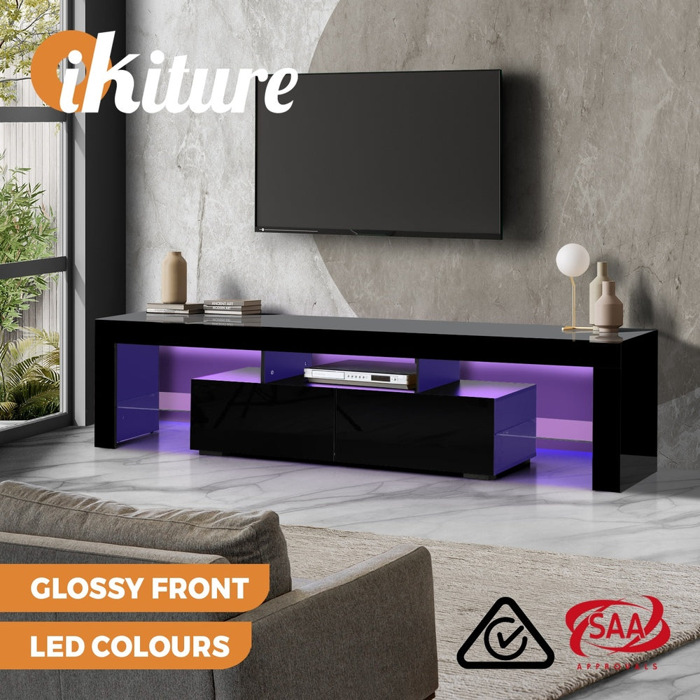 Entertainment Unit TV Stand Cabinet LED RGB Gloss Black