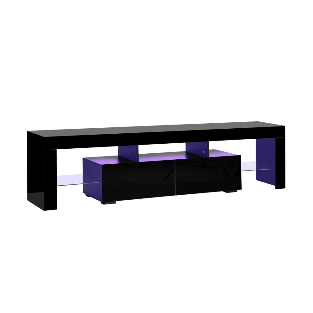 Entertainment Unit TV Stand Cabinet LED RGB Gloss Black