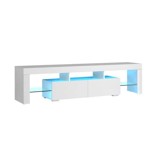 Entertainment Unit TV Stand Cabinet LED RGB Gloss White