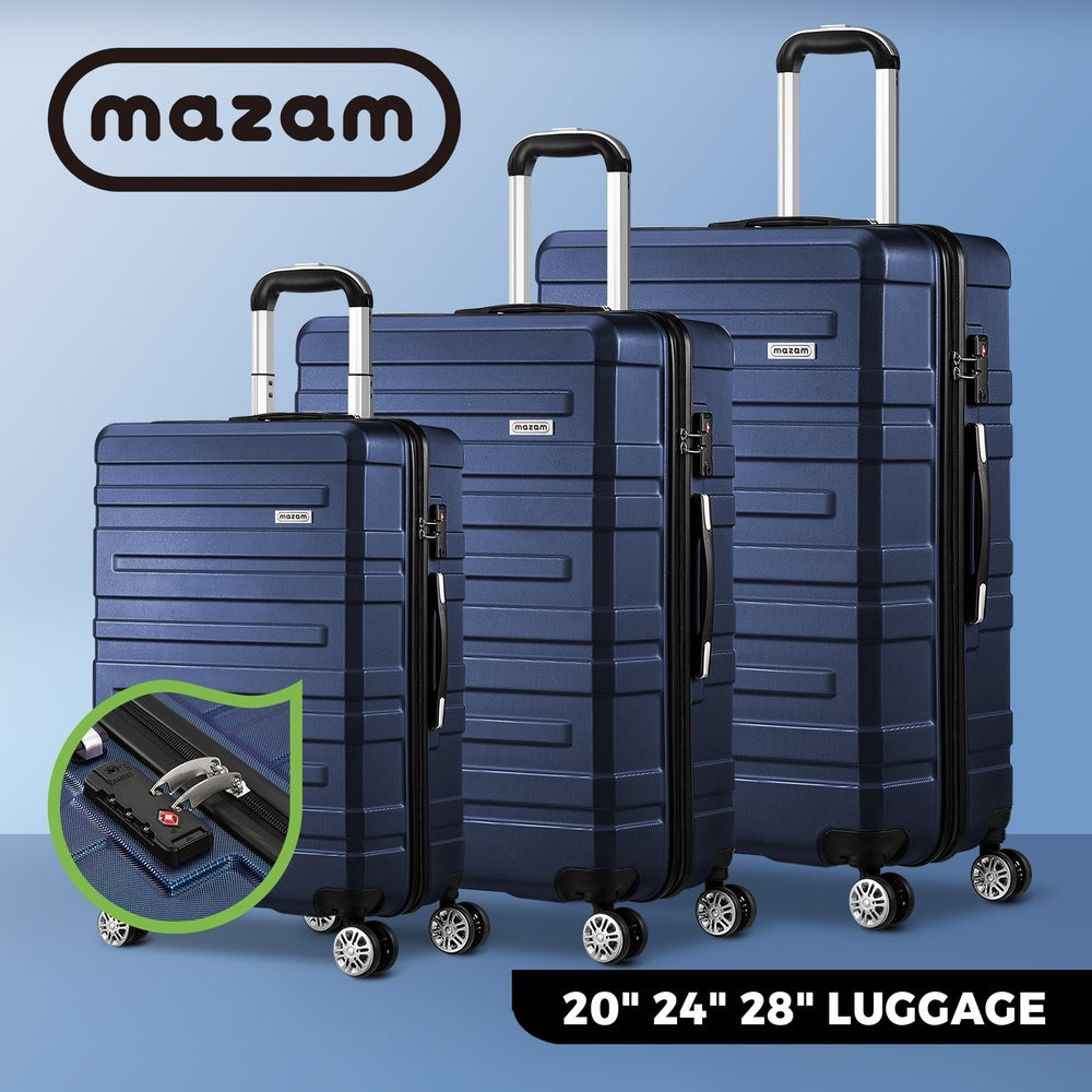 Mazam 3PCS Luggage Set TSA Lock Hard Case Navy