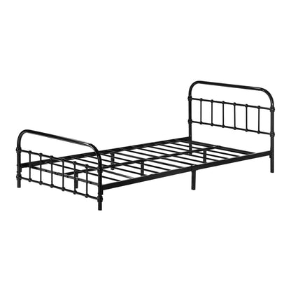 Metal Bed Frame King Single Railing Style Black