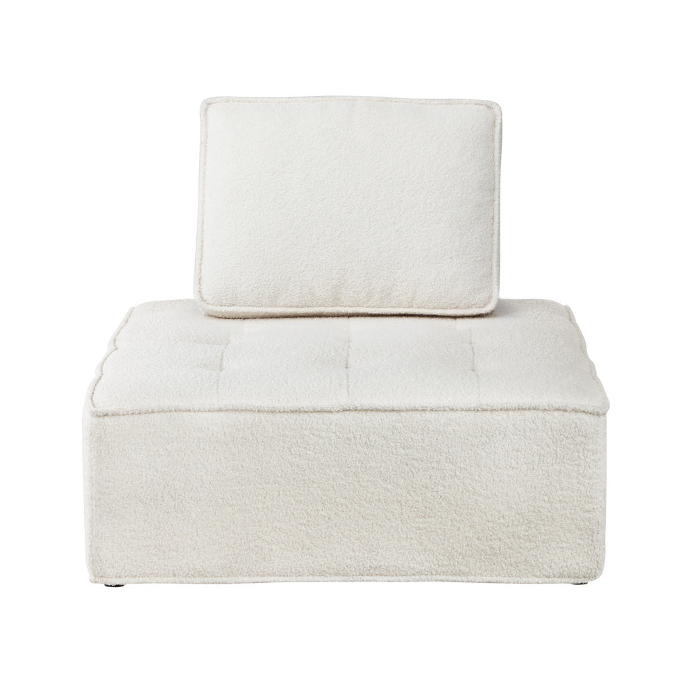 2 Pieces Modular Armless Sofa in White Sherpa