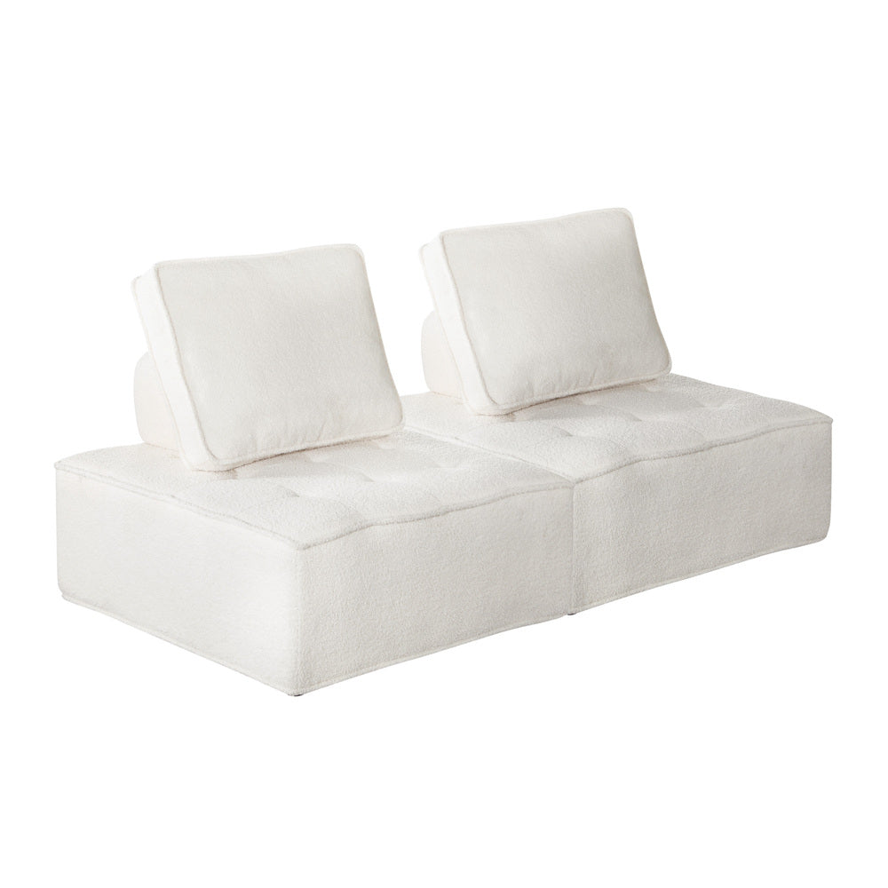 2 Pieces Modular Armless Sofa in White Sherpa