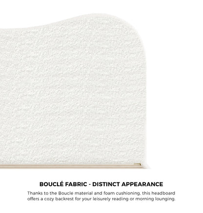 Single Size Bed Frame in White Boucle with Cloud Shape