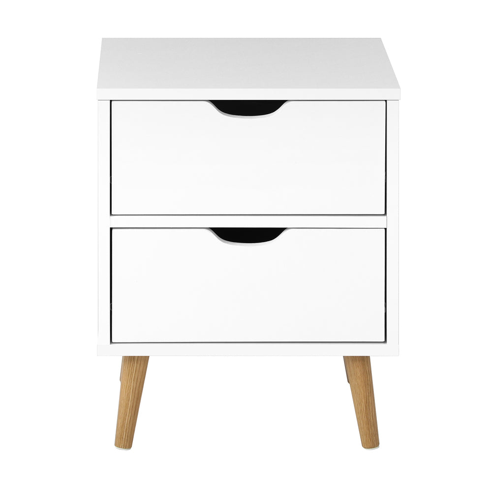 Bedside Table with 2 Drawers Air Gap Handle White