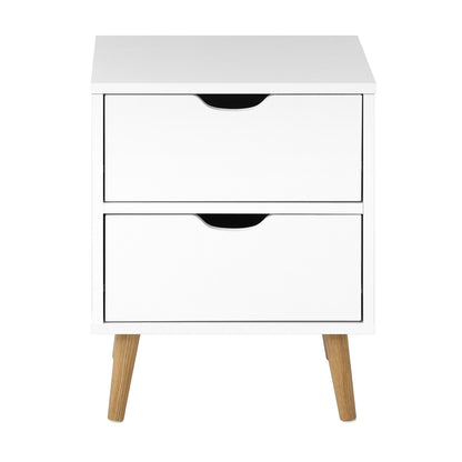 Bedside Table with 2 Drawers Air Gap Handle White