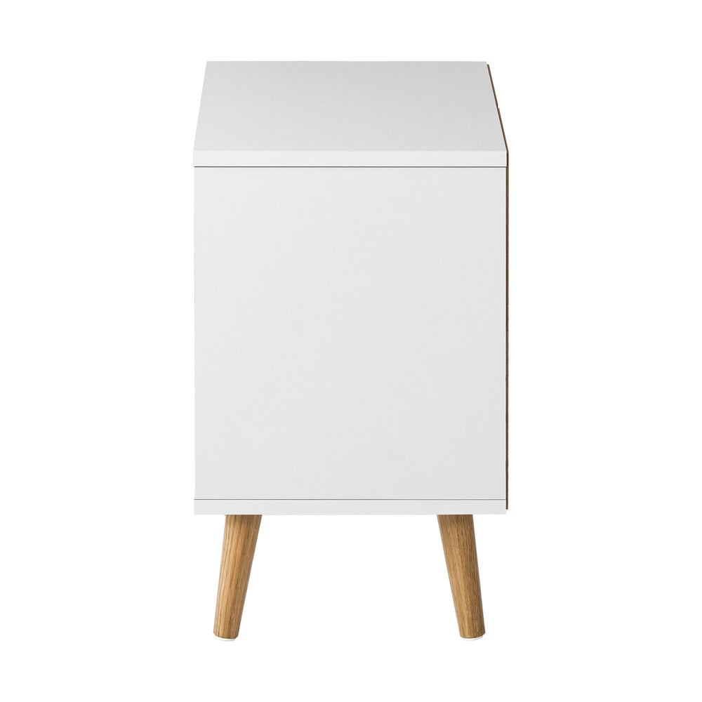 Bedside Table with 2 Drawers Air Gap Handle White