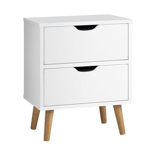 Bedside Table with 2 Drawers Air Gap Handle White