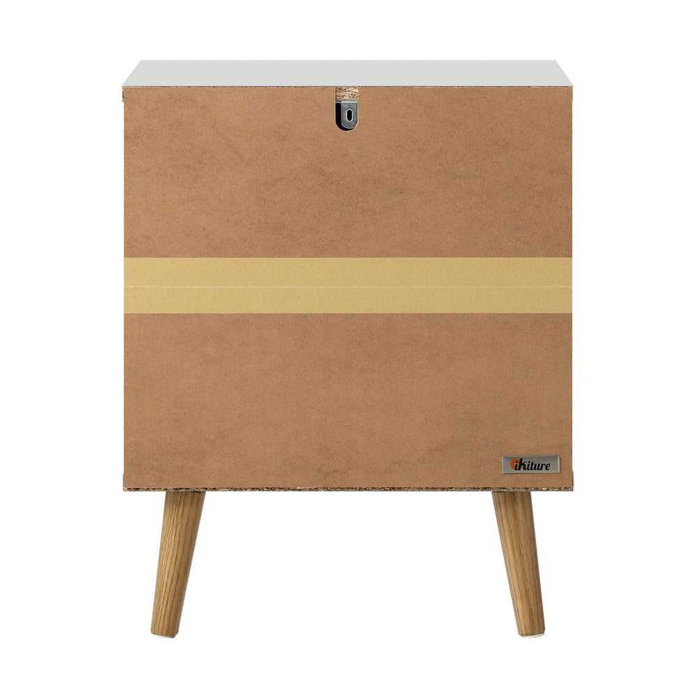 Bedside Table with 2 Drawers Air Gap Handle White