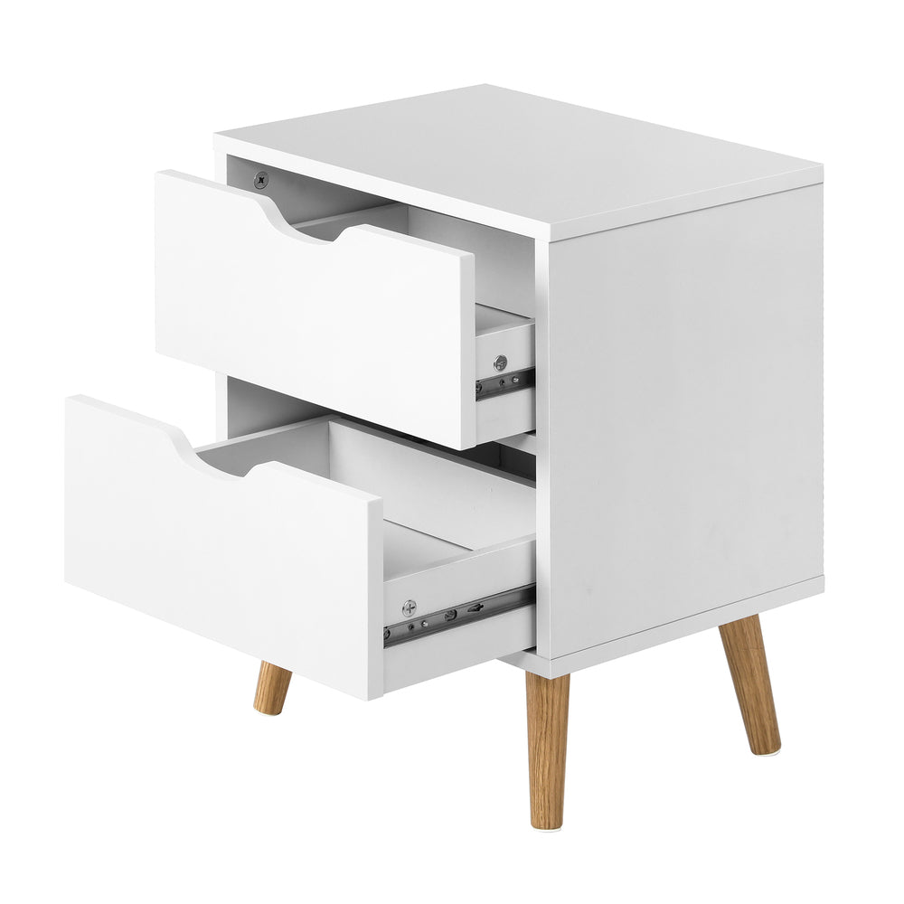Bedside Table with 2 Drawers Air Gap Handle White