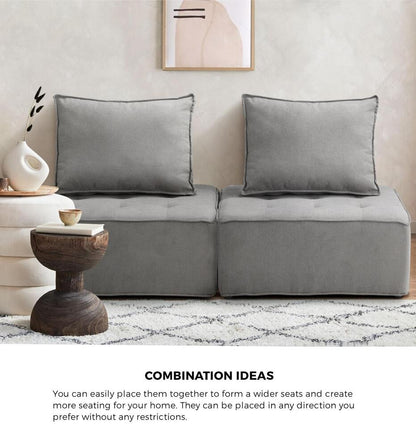 Modular Armless Sofa with Adjustable Backrest Grey