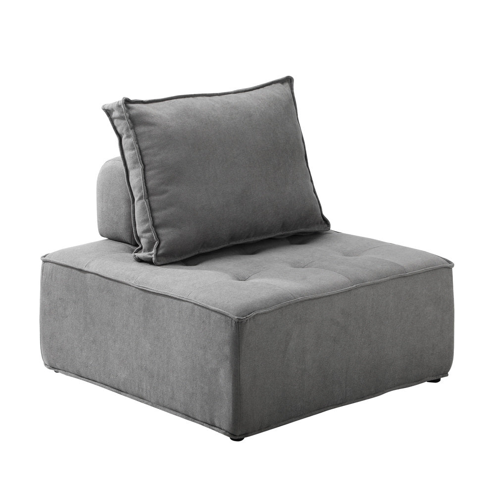 Modular Armless Sofa with Adjustable Backrest Grey